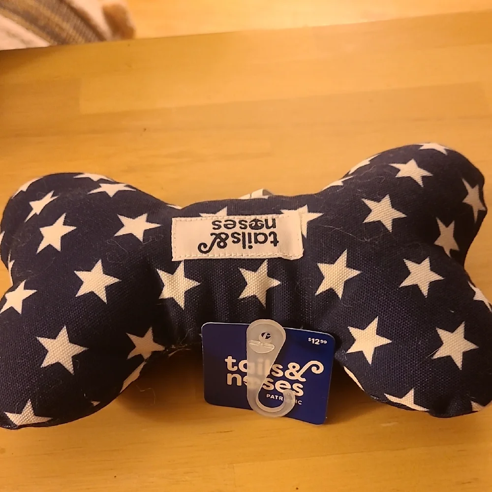 Starry Dog Bone Toy - Navy and White